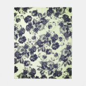 Zwarte Mint Groene Vintage Rozen Bloemen Fleece Deken (Voorkant)