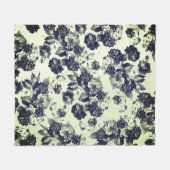 Zwarte Mint Groene Vintage Rozen Bloemen Fleece Deken (Voorkant (Horizontaal))