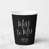 Zwarte Miss naar Mrs Elegante Chic Bruiloft Papieren Bekers (Achterkant)