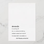 Zwarte Mode van de Leopard Birthday Party Folie In Folie Uitnodiging (Achterkant)