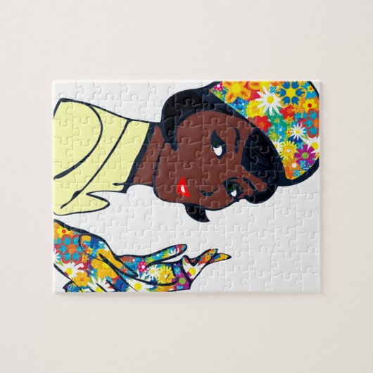 zwarte modedame legpuzzel (Horizontaal)