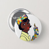 zwarte modedame ronde button 5,7 cm (Voorkant /achterkant)