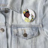 zwarte modedame ronde button 5,7 cm (In situ)