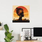 Zwarte model Boho hoge mode vrouw Poster (Thuiskantoor)
