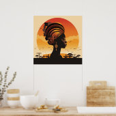 Zwarte model Boho hoge mode vrouw Poster (Keuken)