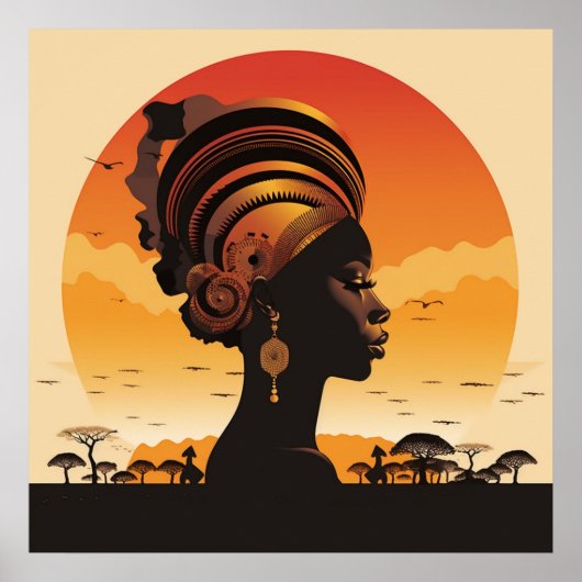 Zwarte model Boho hoge mode vrouw Poster (Voorkant)