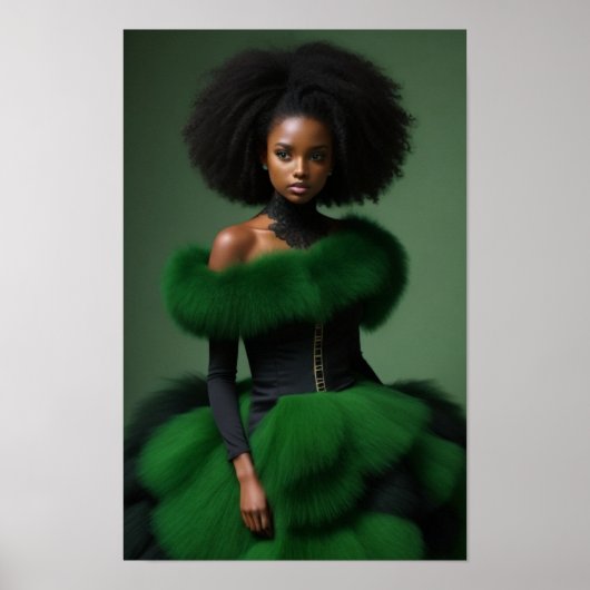 Zwarte Model Hoge Mode Vrouw Mooie Poster (Voorkant)