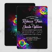 Zwarte Modern Boho Bloem Rozen Regenboog Kaart (Voorkant / Achterkant)