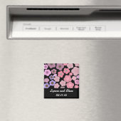 Zwarte Modern Floral sparen de Datum Magneet (Insitu (Vaatwasser))