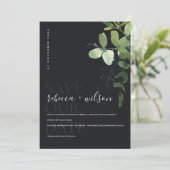 ZWARTE MODERN GROEN EUCALYPTUS FOLIAGE WATERVERF SAVE THE DATE (Staand voorkant)