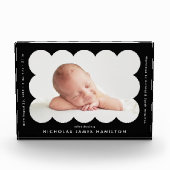 Zwarte Modern Scalloped Birth koninklijke aankondi Fotoblokken (Voorkant)