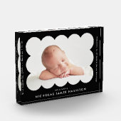 Zwarte Modern Scalloped Birth koninklijke aankondi Fotoblokken (Links)