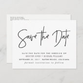 Zwarte Modern sparen de Datum Aankondigingskaart (Voorkant / Achterkant)