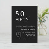 Zwarte moderne 50e verjaardag kaart (Staand voorkant)
