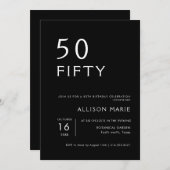 Zwarte moderne 50e verjaardag kaart (Voorkant / Achterkant)
