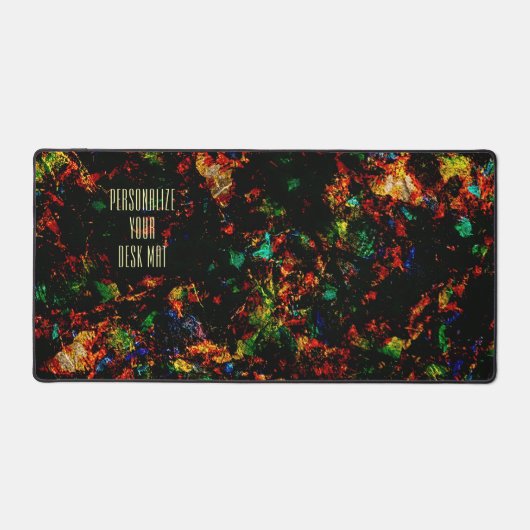 Zwarte Moderne Abstracte Marmeren Kleurrijke Neon  Bureaumat (Voorkant)