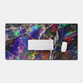Zwarte Moderne Abstracte Marmeren Kleurrijke Neon Bureaumat (Keyboard & Muis)