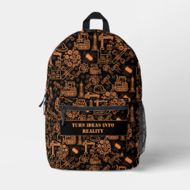 zwarte moderne Architectural Blueprint Engineer Bedrukte Rugzak