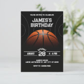 Zwarte moderne basketbal verjaardag kaart (Staand voorkant)