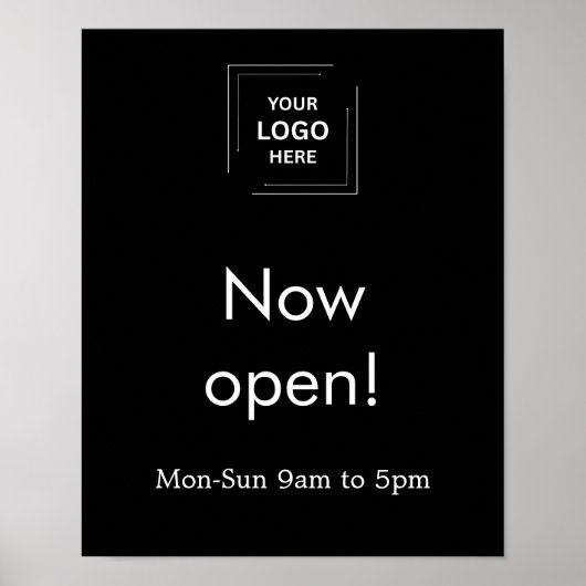 Zwarte moderne bedrijfslogo open uur weergave poster (Voorkant)