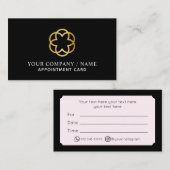 Zwarte moderne benoemingskaart visitekaartje (Voorkant / Achterkant)