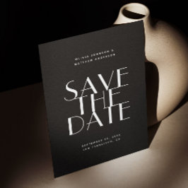 Zwarte Moderne Bruiloft | Huidige Foto & QR Save The Date