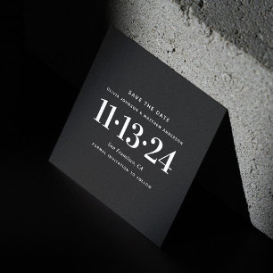 Zwarte Moderne Bruiloft. Minimalistische Eenvoudig Save The Date