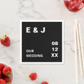 Zwarte moderne bruiloft servetten (Insitu)