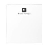 Zwarte Moderne Chic Modieuze Monogram Notitieblok (Voorkant)