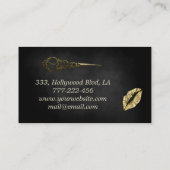 Zwarte moderne chique faux gouden lippen schaar visitekaartje (Achterkant)