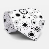 Zwarte moderne cirkels op witte achtergrond stropdas (Opgerold)
