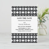 Zwarte Moderne Deco Save the Date Uitnodiging (Staand voorkant)