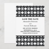 Zwarte Moderne Deco Save the Date Uitnodiging (Voorkant / Achterkant)
