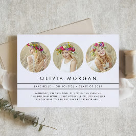 Zwarte Moderne Drie Foto Collage Afstuderen Kaart