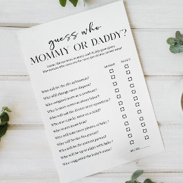 Zwarte Moderne Eenvoudige Baby Shower Moeder Vader Flyer