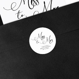 Zwarte Moderne Eenvoudige Miss to Mrs Bruiloft Fee Ronde Sticker