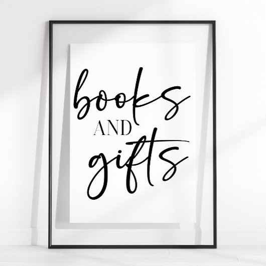 Zwarte Moderne Eenvoudige Script Baby Borrel Boeke Poster