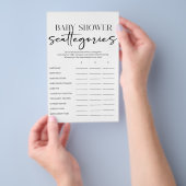 Zwarte Moderne Eenvoudige Script Baby Scattegories Flyer (Hand)