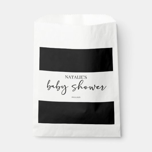 Zwarte Moderne Eenvoudige Script Baby Shower Bedankzakje (Voorkant)
