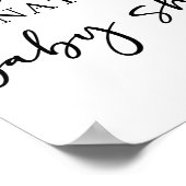 Zwarte Moderne Eenvoudige Script Baby Shower Bord Poster (Hoek)