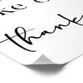 Zwarte Moderne Eenvoudige Script Baby Shower Favor Poster (Hoek)