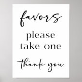 Zwarte Moderne Eenvoudige Script Baby Shower Favor Poster (Voorkant)