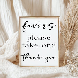 Zwarte Moderne Eenvoudige Script Baby Shower Favor Poster