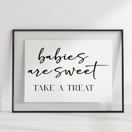 Zwarte Moderne Eenvoudige Script Baby Shower Favor Poster