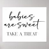 Zwarte Moderne Eenvoudige Script Baby Shower Favor Poster (Voorkant)