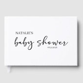 Zwarte Moderne Eenvoudige Script Baby Shower Gastenboek (Voorkant)