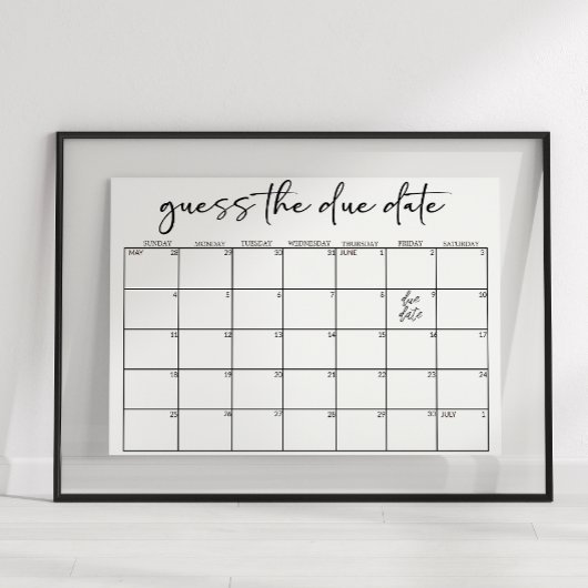 Zwarte Moderne Eenvoudige Script Baby Shower Raad Poster