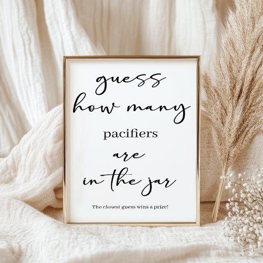 Zwarte Moderne Eenvoudige Script Baby Shower Raads Poster