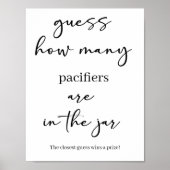 Zwarte Moderne Eenvoudige Script Baby Shower Raads Poster (Voorkant)