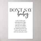 Zwarte Moderne Eenvoudige Script Baby Shower Spel Poster (Voorkant)
